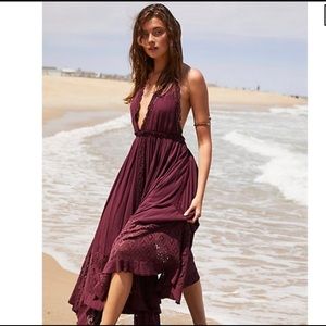 Free People Norina Maxi Dress XS- Plum Jam